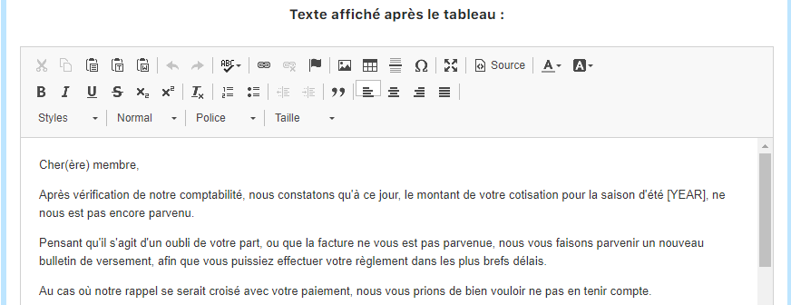 Rappels papier - configuration