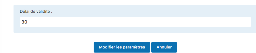 Paramètres de configuration des offres