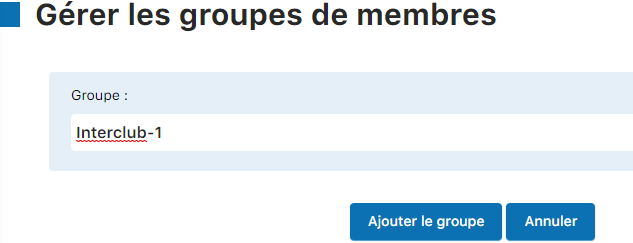 Écran d'ajout d'un nouveau groupe