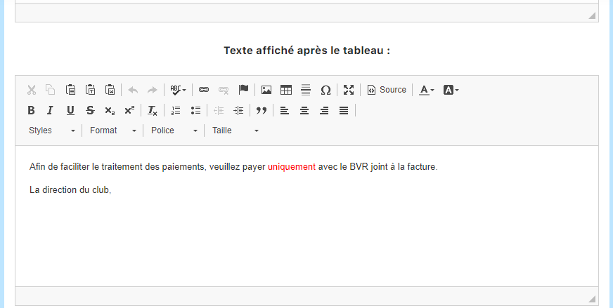 Continuation du modèle de facture papier