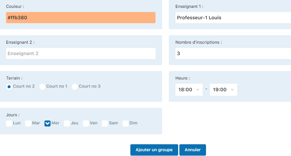 Bouton Ajouter un groupe