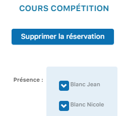 Clic sur la réservation