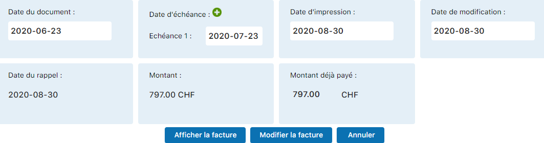Réimpression de la facture - Vue 2